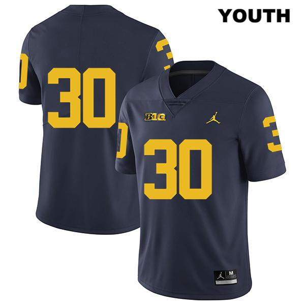 Youth NCAA Michigan Wolverines Tyler Cochran #30 No Name Navy Jordan Brand Authentic Stitched Legend Football College Jersey LU25Q15SD